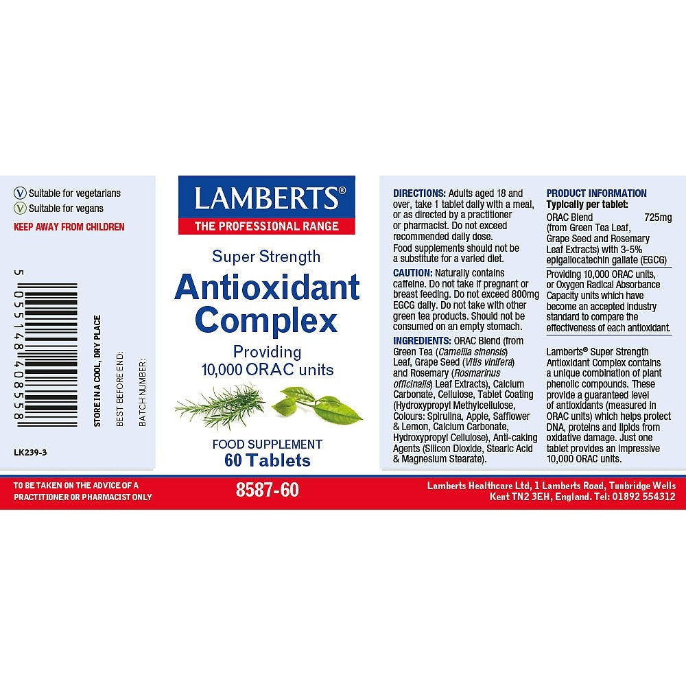Lambert's Super Strength Antioxidant Complex label with text and branding.