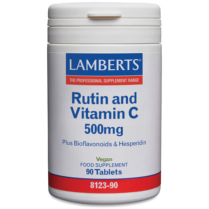 Rutin and Vitamin C 500mg pot on white background