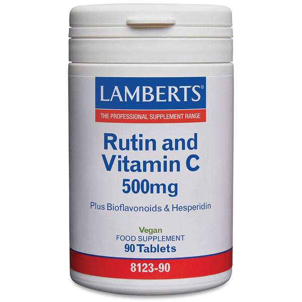 Rutin and Vitamin C 500mg pot on white background