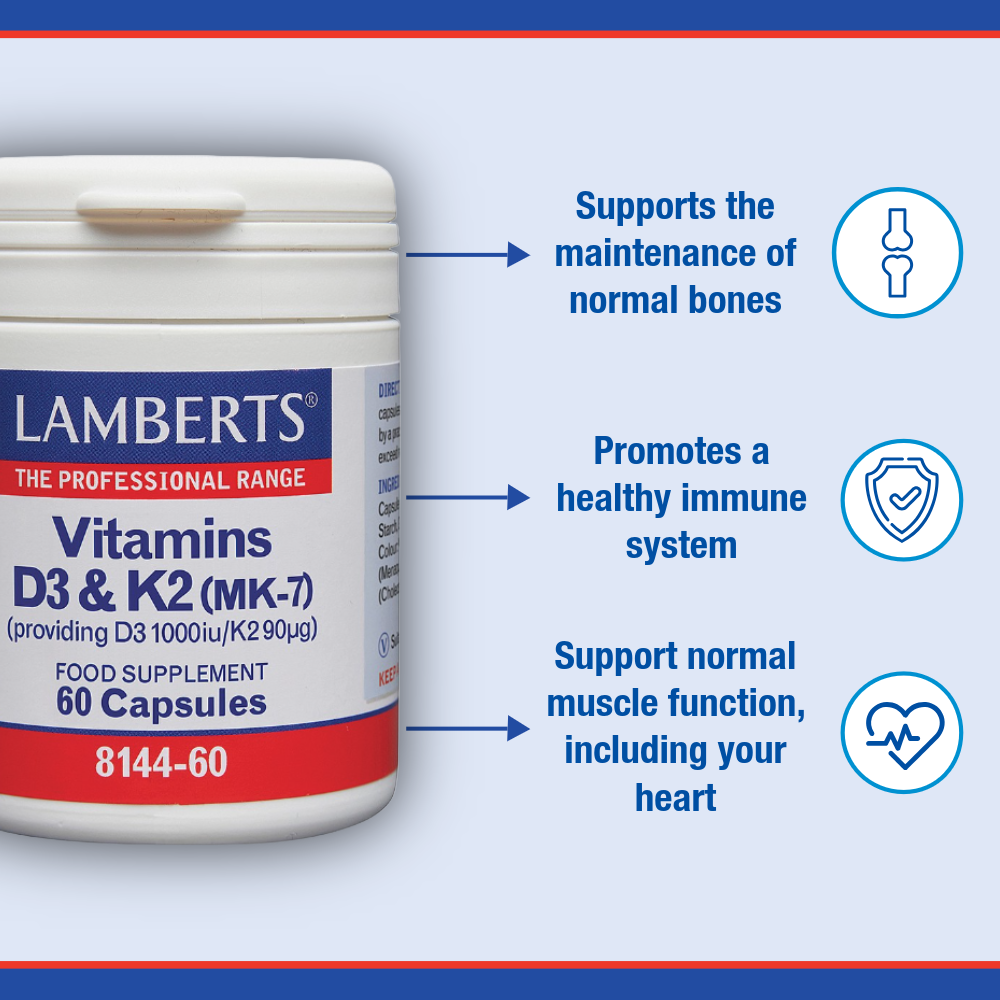 Vitamins D3 (1000iu) and K2 (90µg)