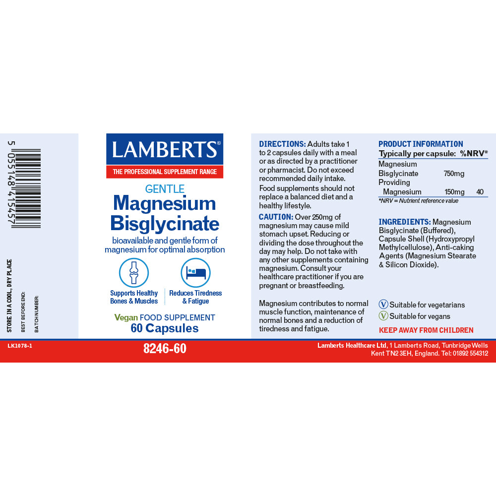 Magnesium Bisglycinate label on white background