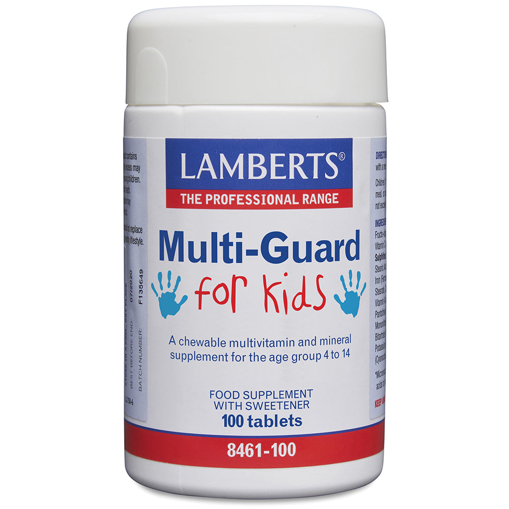 Lamberts Multi-Guard for Kids supplement container on a white background