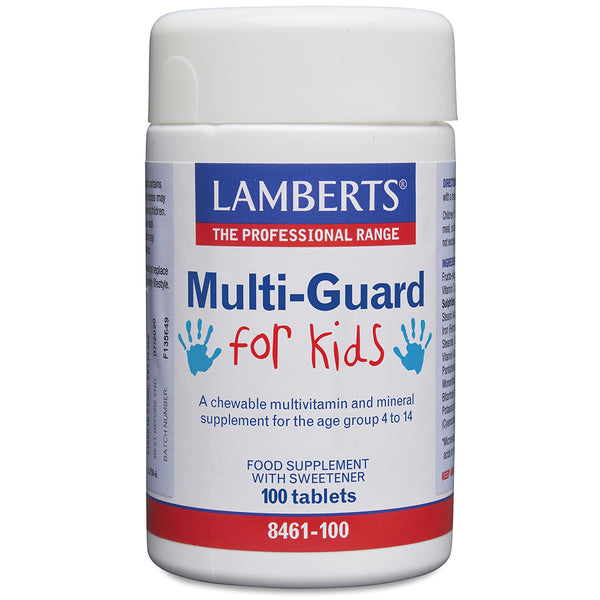Lamberts Multi-Guard for Kids supplement container on a white background