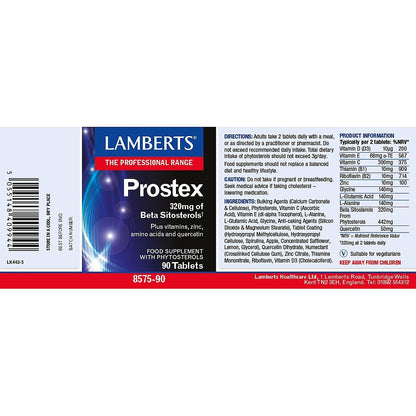 Lamberts Prostex supplement label on a white background