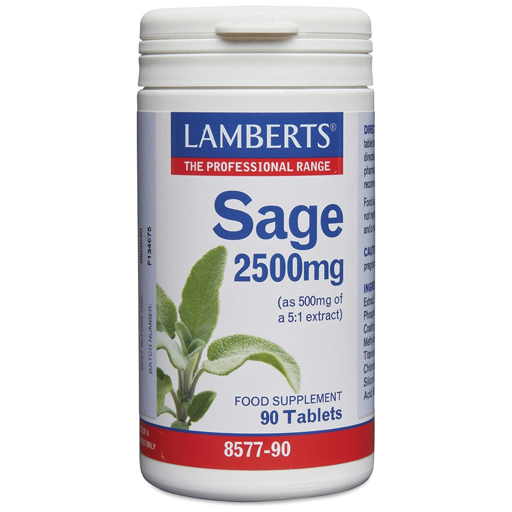 Lambert's Sage 2500mg supplement bottle on a white background