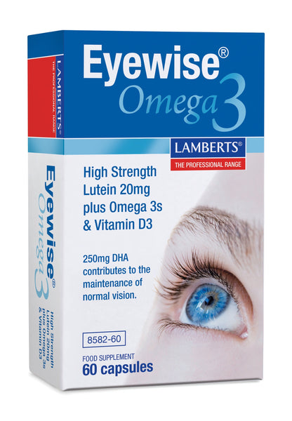 Eyewise Omega3 supplement box with eye image on a white background