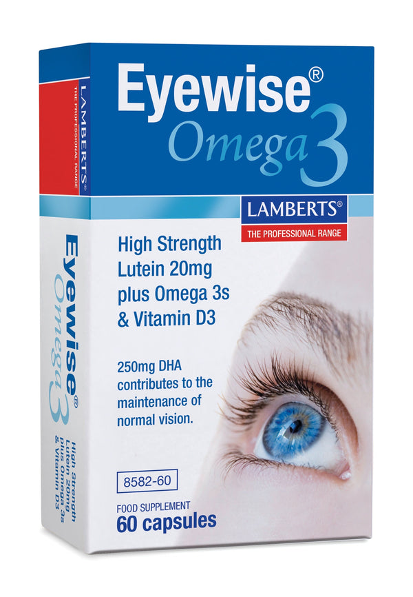 Eyewise Omega3 supplement box with eye image on a white background