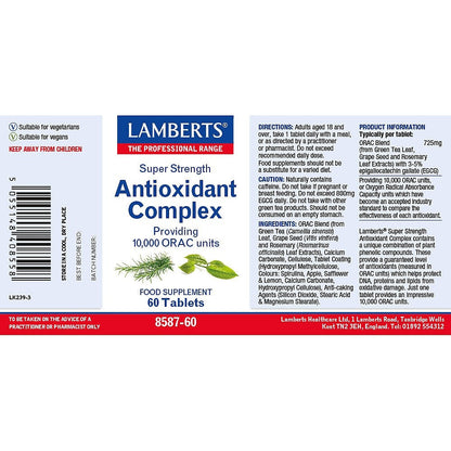 Lambert's Super Strength Antioxidant Complex label with text and branding.