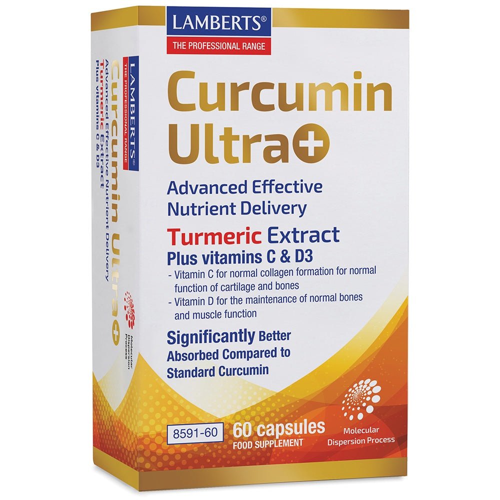 Lambert's Curcumin Ultra+ supplement packaging on a white background