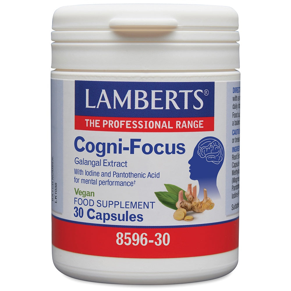 Lambert's Cogni-Focus supplement container on a white background