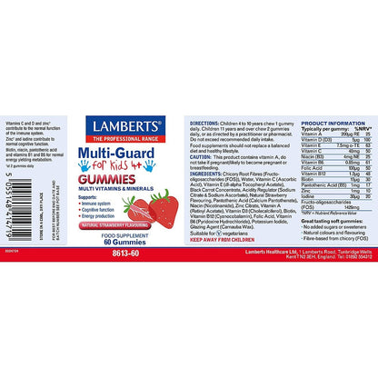 Lamberts Multi-Guard for Kids 4+ Gummies label on a white background