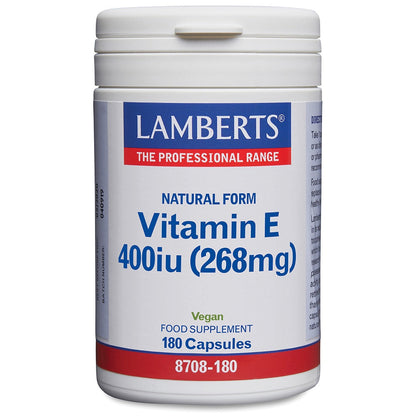 Lamberts Vitamin E supplement container on a white background
