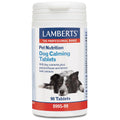 Lamberts Pet Nutrition Dog Calming Tablets container on a white background
