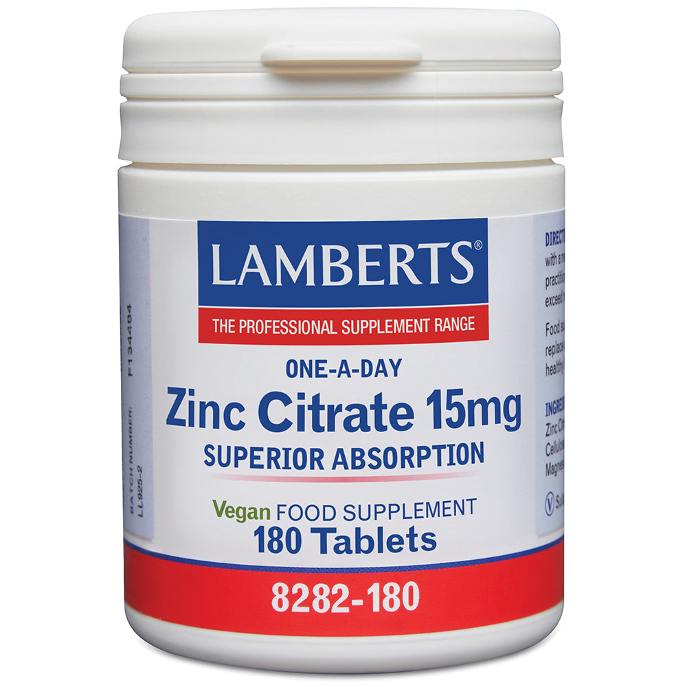 Lamberts Zinc Citrate supplement container on a white background